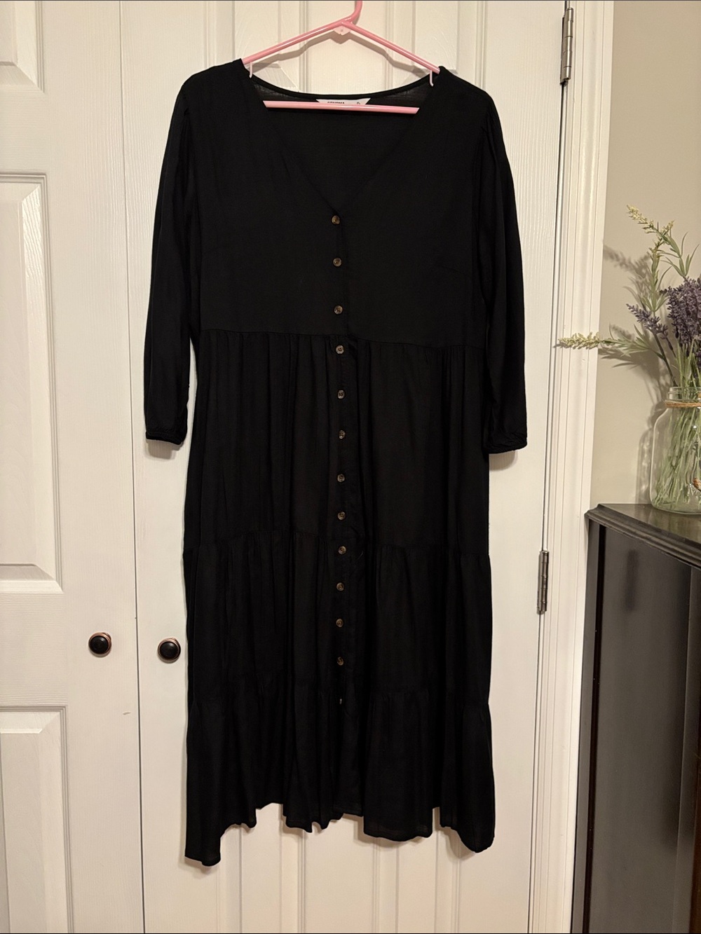 SONOMA Black Button Front Midi Dress Size Large
